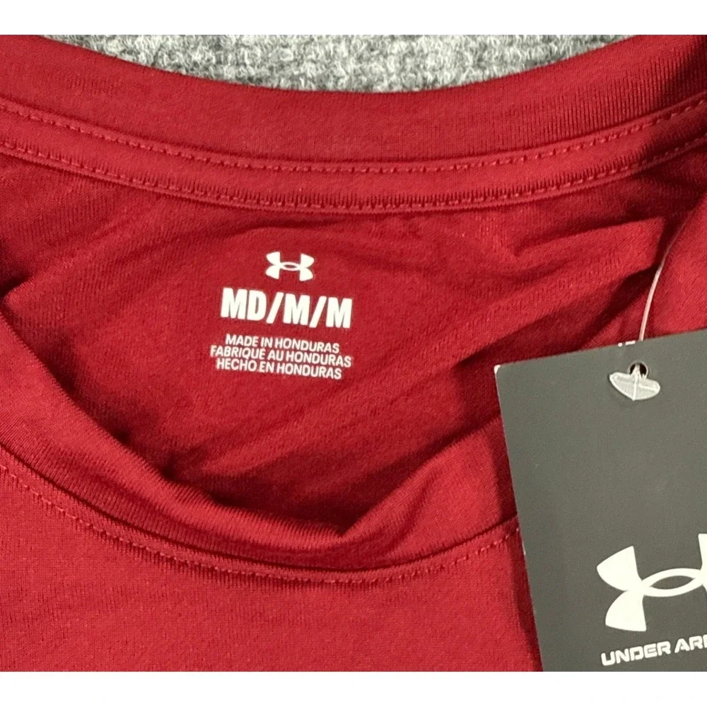 Under Armour Mens Medium Team Tech Shirt Red Loose Fit Performance Tee NWT